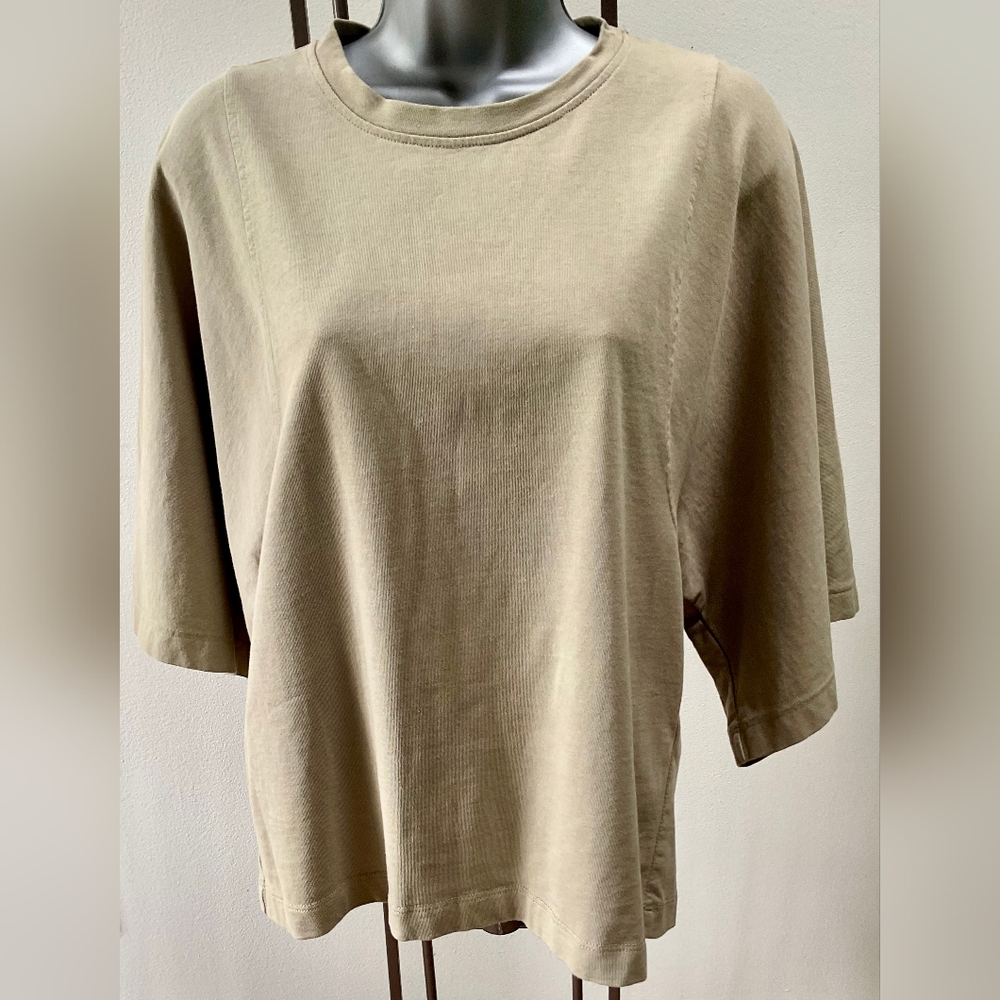 Zara Awesome Oversized Beige Short Sleeve Top